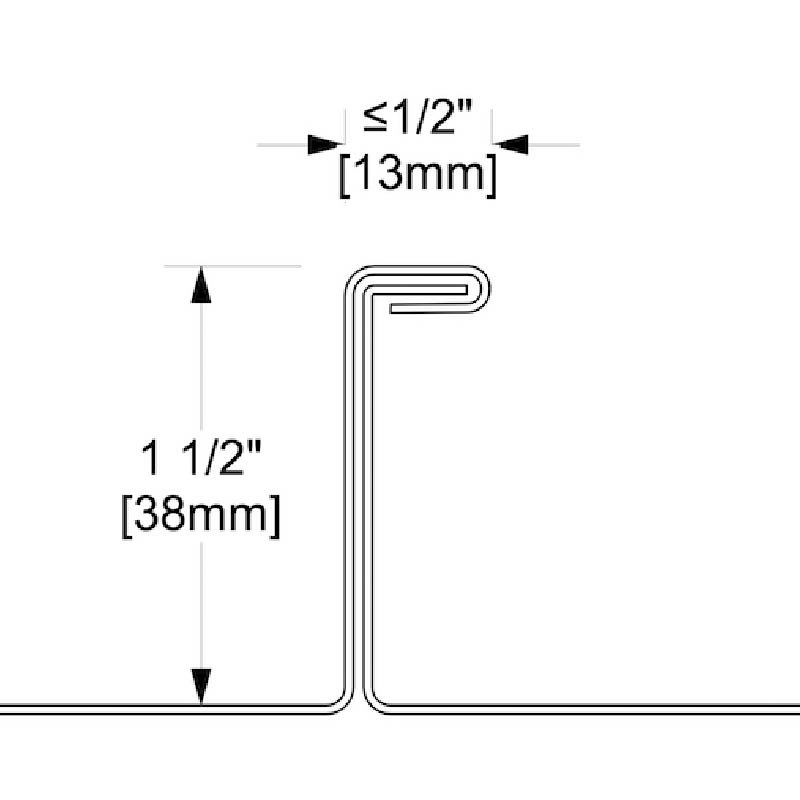 1 1/2 Inch Single Fold Standing Seam